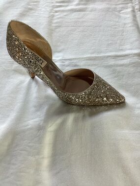 Badgley Mischka Silver Glitter Shoes Daisy.